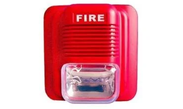 Red fire alarm sounder and visual indicator